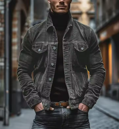 Men’s Classic Denim Jacket | Structured Fit with Dual Chest Pockets