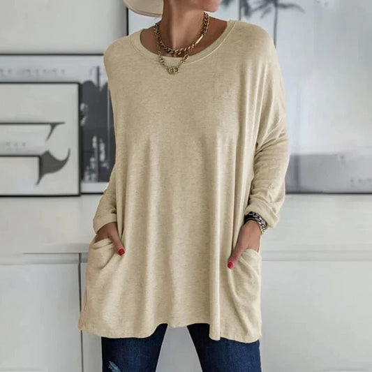 Relaxed Fit Tunic Top | Lightweight Knit | Side Pockets