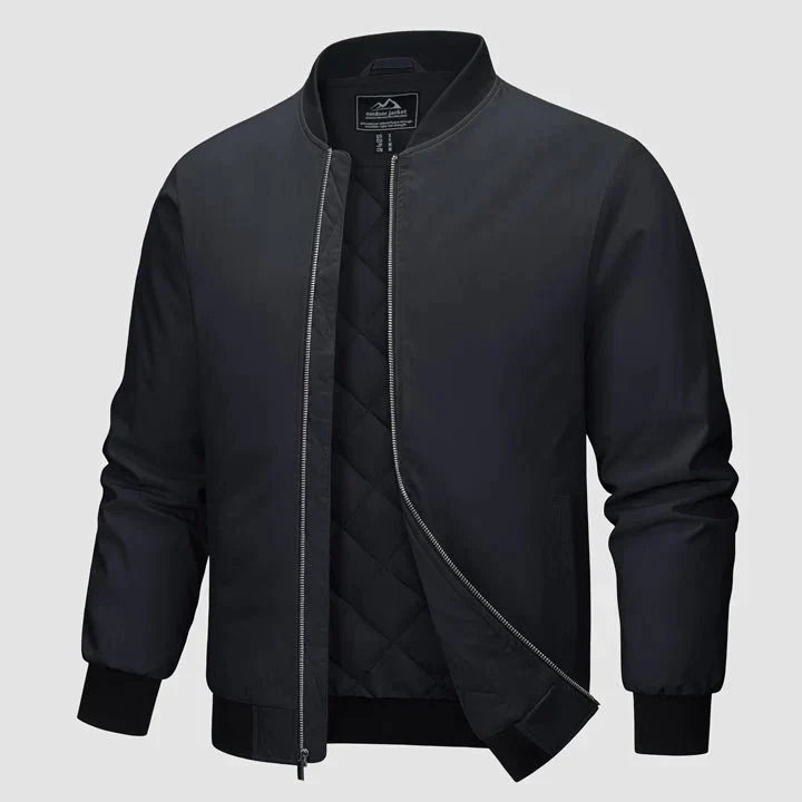 Men’s Quilted Bomber Jacket | Ribbed Trim | Lightweight Layer for Fall