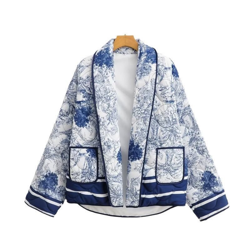 Statement Quilted Jacket | Artistic Print Design | Lightweight & Stylish | Casual Layer