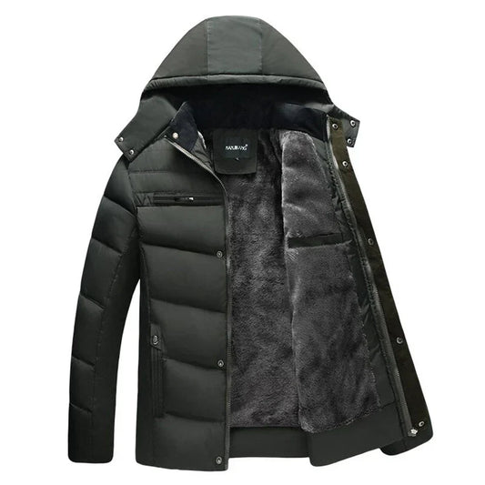 Men’s Hooded Winter Puffer Jacket | Faux Fur Lining | Windproof Outer Shell