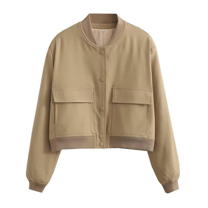 Cropped Bomber Jacket | Minimalist Design | Lightweight Layer | Streetwear Essential