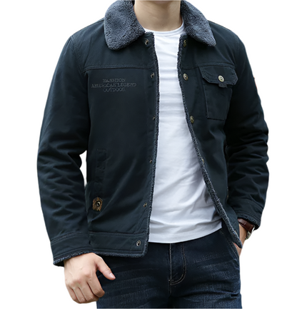 Men's Canvas Trucker Jacket | Button-Front Utility Style | Midweight Fall Outerwear