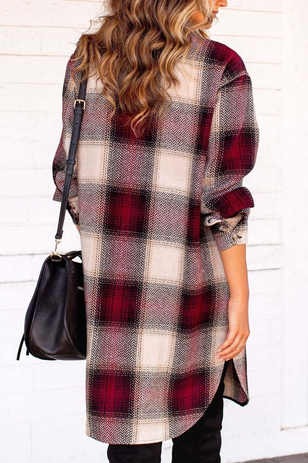 Plaid Longline Shacket | Oversized Shirt Jacket | Warm Layer | Casual Chic