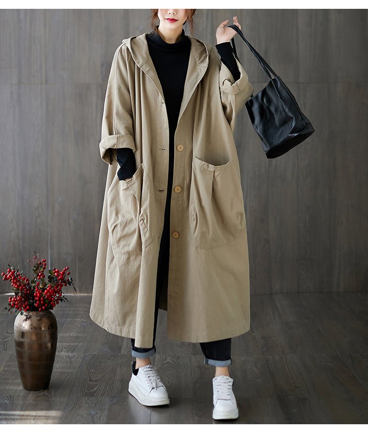 Oversized Hooded Coat | Relaxed Fit | Lightweight Cotton Blend | Casual Layer