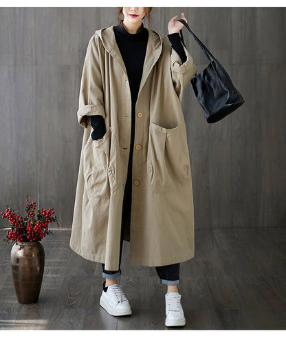 Oversized Hooded Coat | Relaxed Fit | Lightweight Cotton Blend | Casual Layer