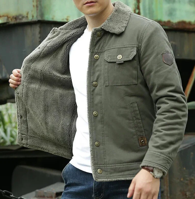 Men's Canvas Trucker Jacket | Button-Front Utility Style | Midweight Fall Outerwear