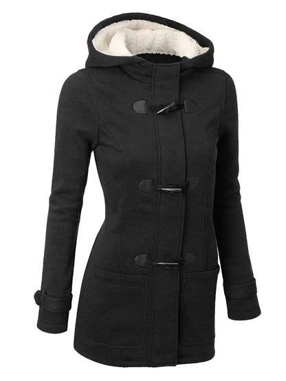 Toggle Hooded Coat | Warm Sherpa Lining | Casual Winter Wear | Wool Blend
