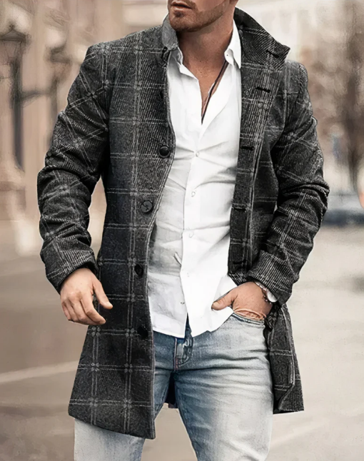Men's Longline Textured Coat | Midweight Blazer-Style Overcoat | Fall Streetwear