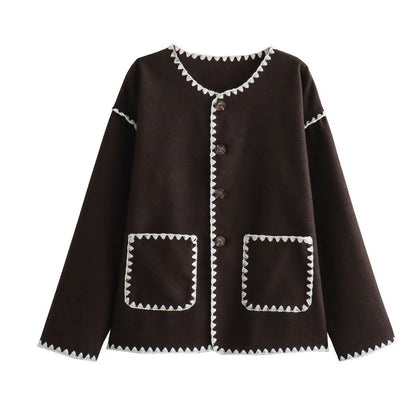 Contrast-Trim Knit Cardigan | Elegant Button-Front | Minimalist Chic | Black & White