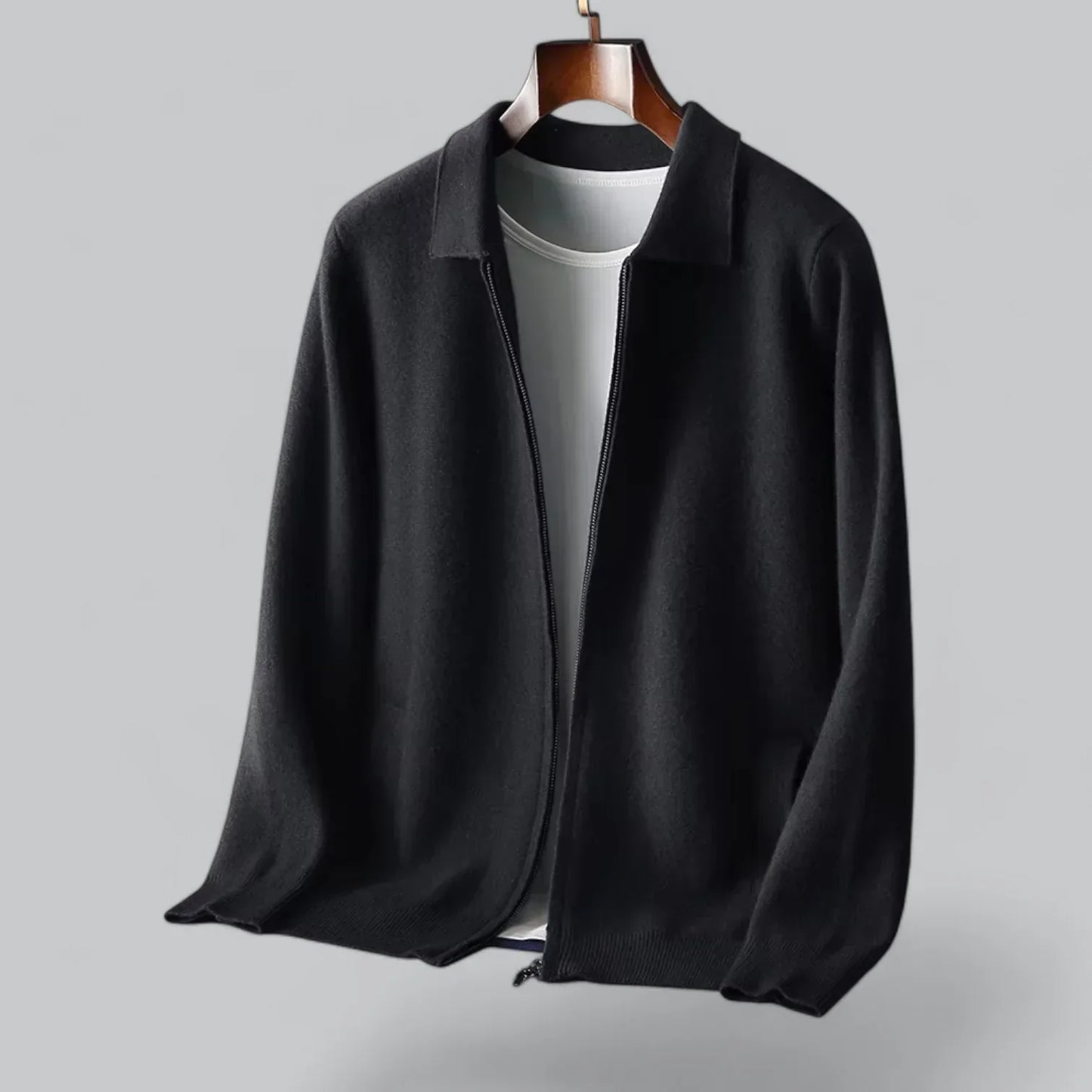 Men's Minimalist Zip-Up Overshirt | Soft Textured Lightweight Jacket