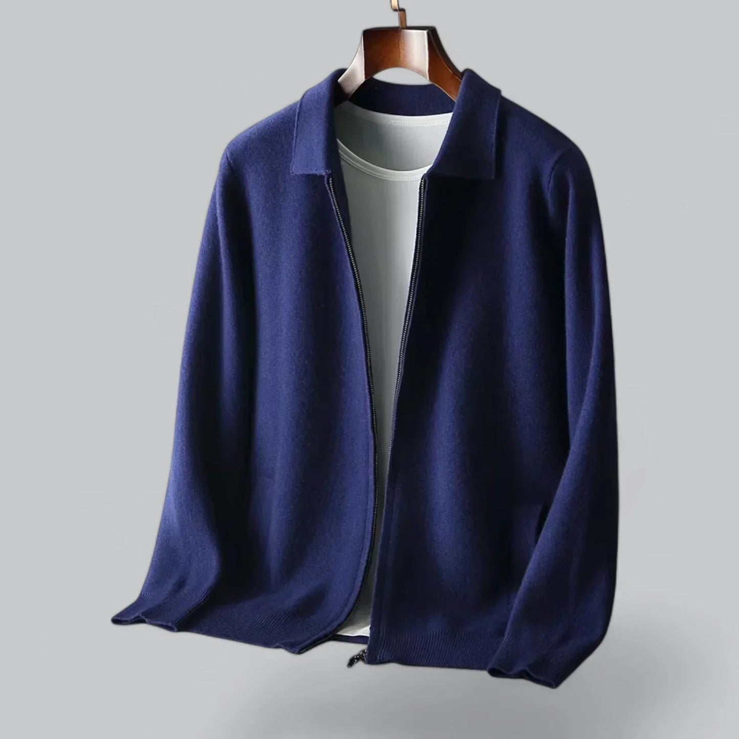 Men's Minimalist Zip-Up Overshirt | Soft Textured Lightweight Jacket