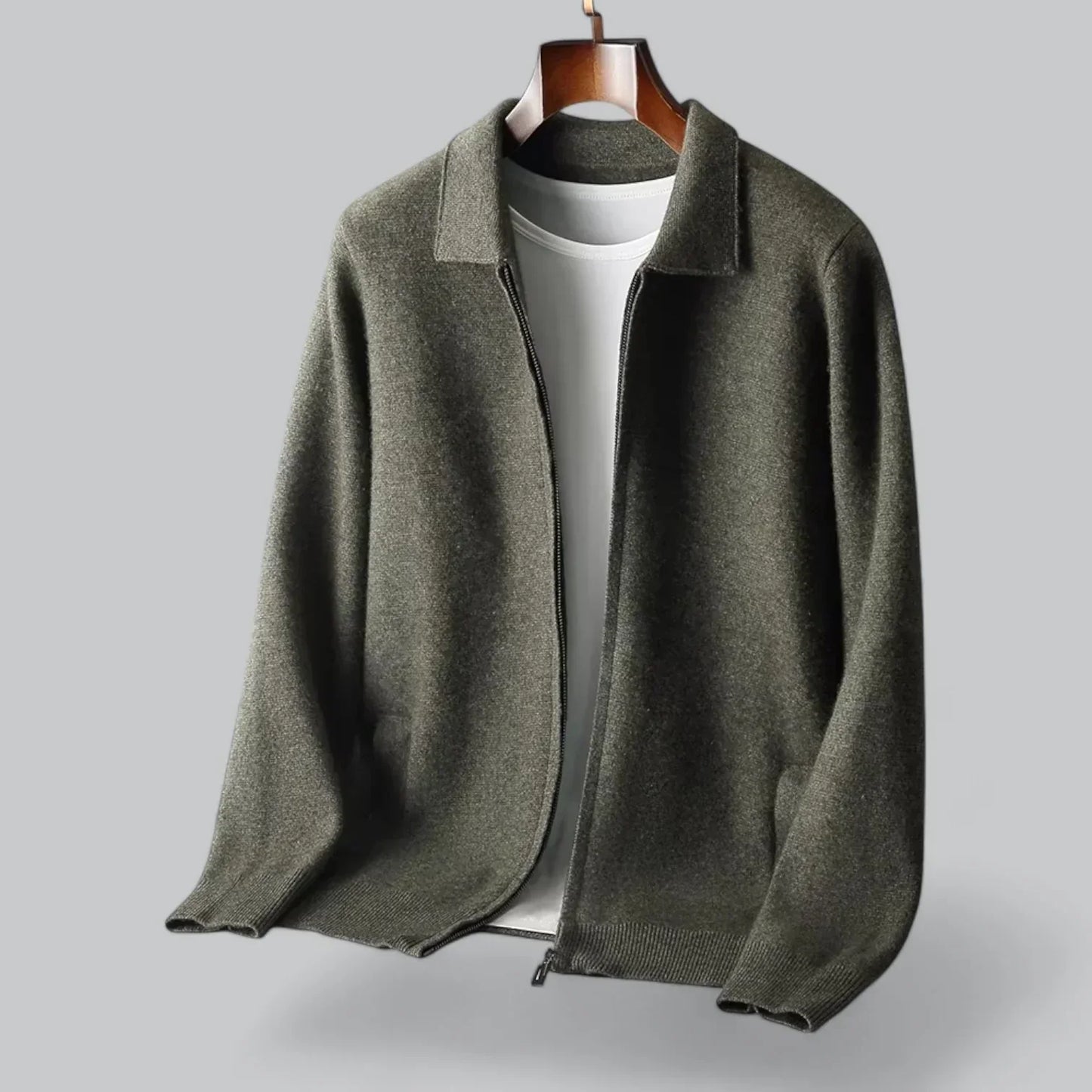 Men's Minimalist Zip-Up Overshirt | Soft Textured Lightweight Jacket