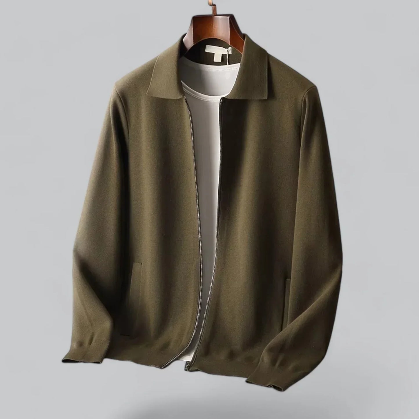 Men's Minimalist Zip-Up Overshirt | Soft Textured Lightweight Jacket