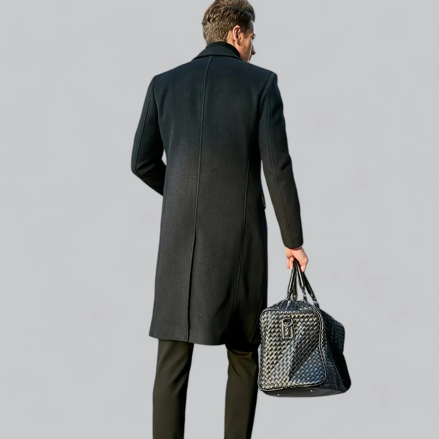 Men’s Wool-Blend Overcoat | Single-Breasted Long Jacket | Formal Winter Outerwear