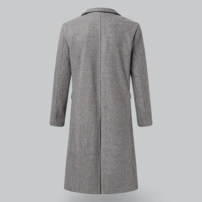 Men’s Wool-Blend Overcoat | Single-Breasted Long Jacket | Formal Winter Outerwear