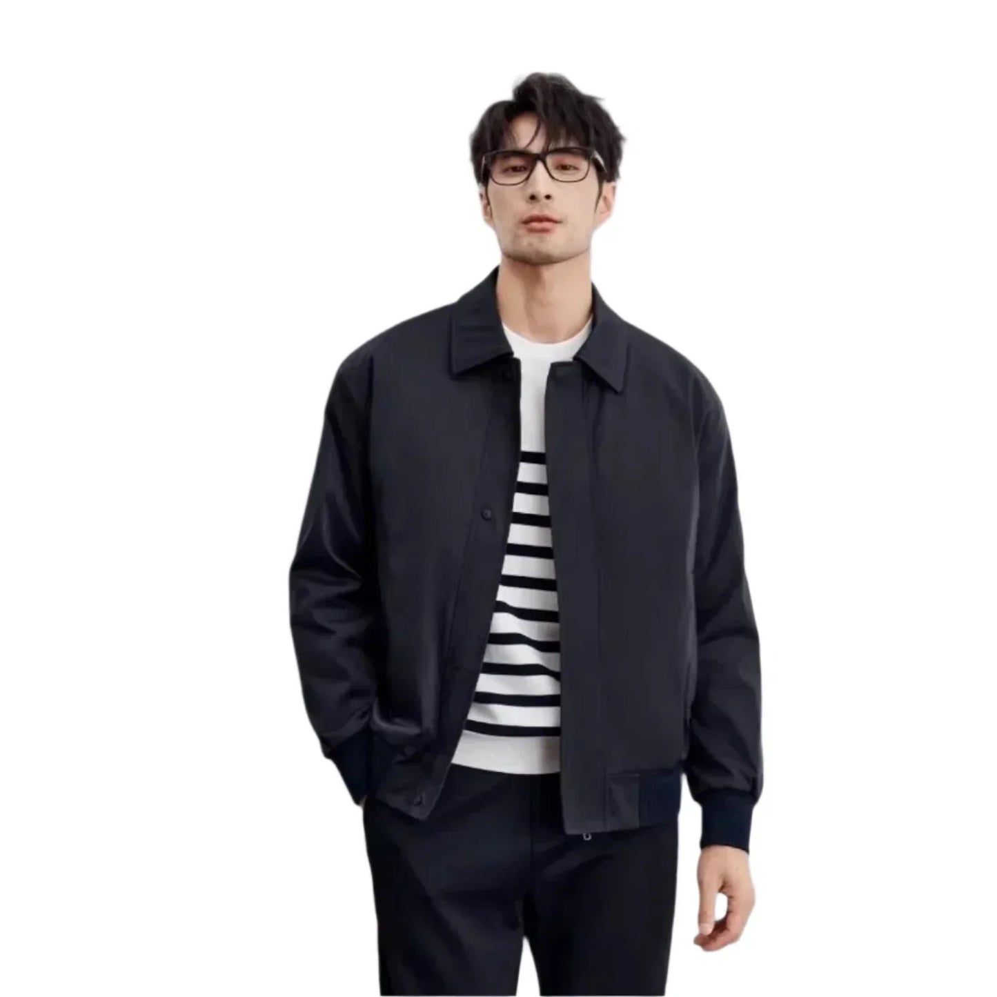 Men’s Casual Snap-Front Jacket | Lightweight Streetwear Layer | Point Collar Design