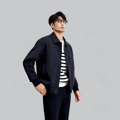 Men’s Casual Snap-Front Jacket | Lightweight Streetwear Layer | Point Collar Design