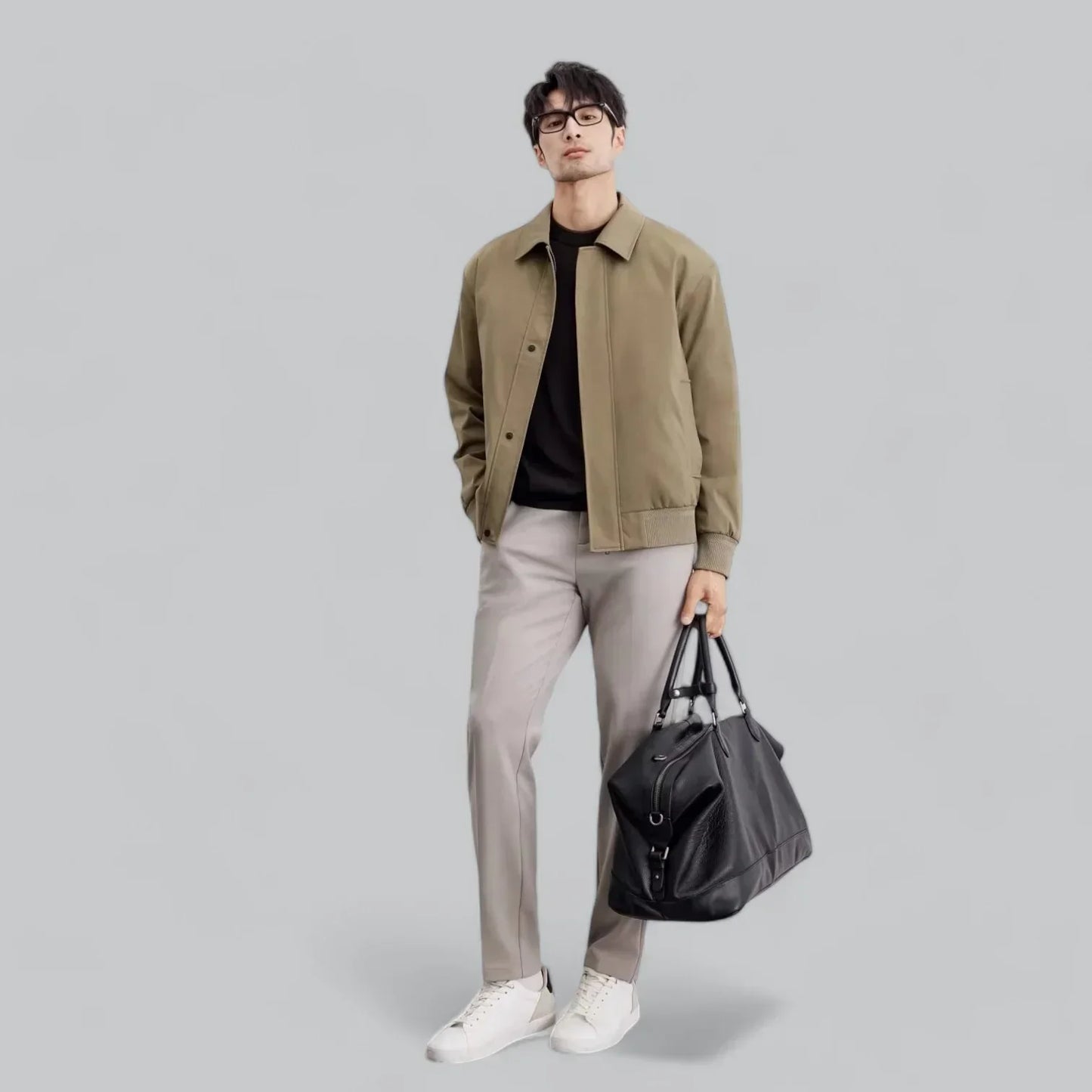 Men’s Casual Snap-Front Jacket | Lightweight Streetwear Layer | Point Collar Design