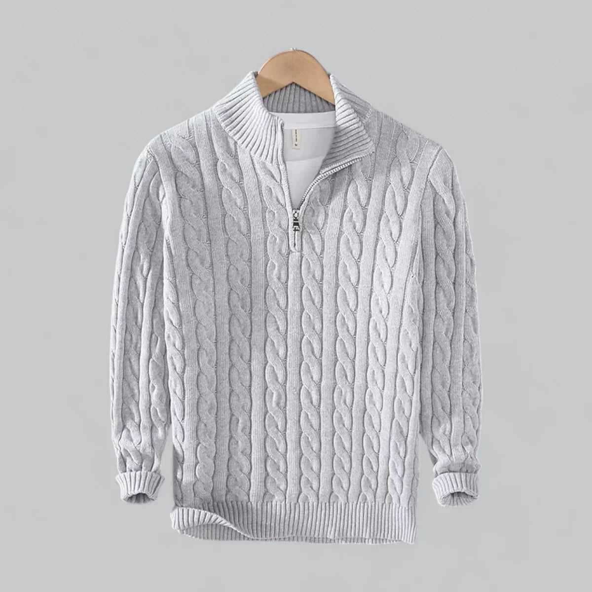 Men’s Cable Knit Quarter-Zip Sweater | Midweight Cotton Blend | Casual Fall Layer