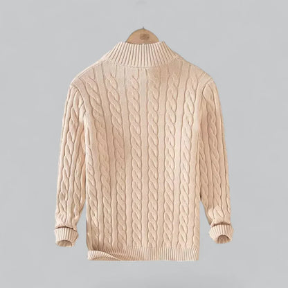 Men’s Cable Knit Quarter-Zip Sweater | Midweight Cotton Blend | Casual Fall Layer