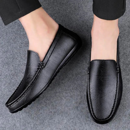 Men’s Classic Leather Loafers | Slip-On Dress Shoes | Cushioned Insole Comfort