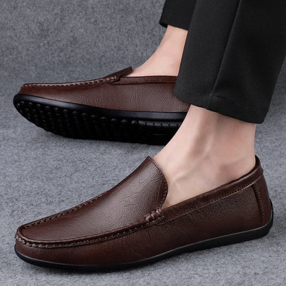 Men’s Classic Leather Loafers | Slip-On Dress Shoes | Cushioned Insole Comfort