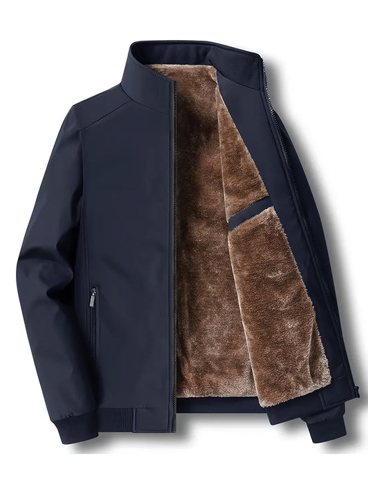 Men’s Fleece-Lined Softshell Jacket | Windproof Casual Outerwear | Cold Weather Urban Layer