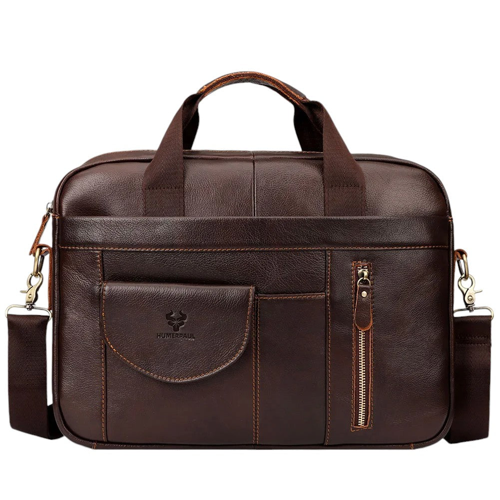 Men’s Leather Messenger Bag | Vintage Work Satchel | Laptop Shoulder Briefcase