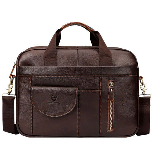 Men’s Leather Messenger Bag | Vintage Work Satchel | Laptop Shoulder Briefcase