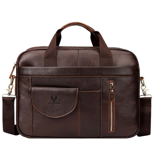 Men’s Leather Messenger Bag | Vintage Work Satchel | Laptop Shoulder Briefcase