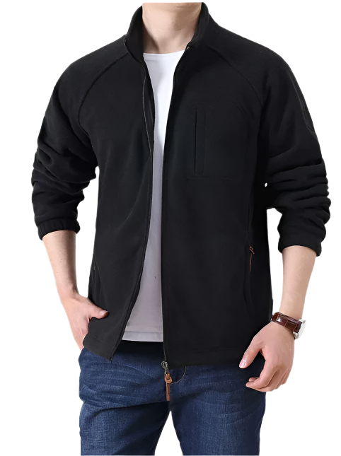 Men’s Full-Zip Stand Collar Jacket | Lightweight Stretch Layer | Casual Outerwear