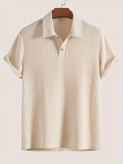 Men's Knit Polo Shirt | Textured Short Sleeve Top | Lightweight Summer Casualwear