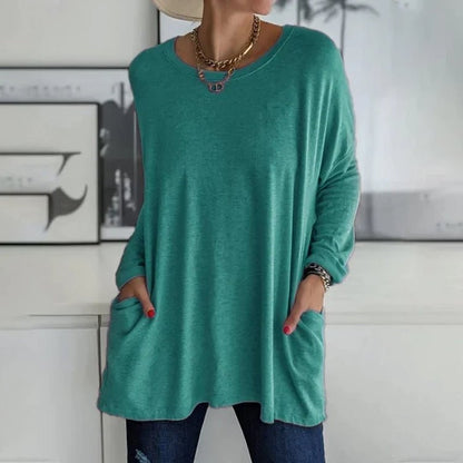 Relaxed Fit Tunic Top | Lightweight Knit | Side Pockets