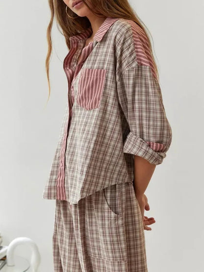 Striped Patchwork Pyjama Set | Soft Cotton Blend with Relaxed Fit