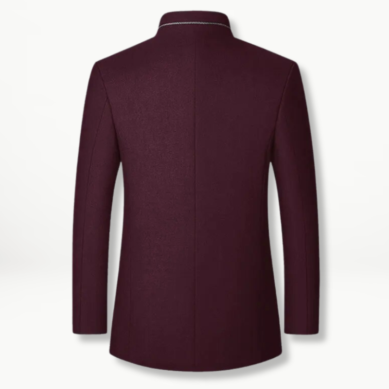 Men’s Stand Collar Wool-Blend Coat | Button-Up Dress Jacket | Midweight Fall Outerwear