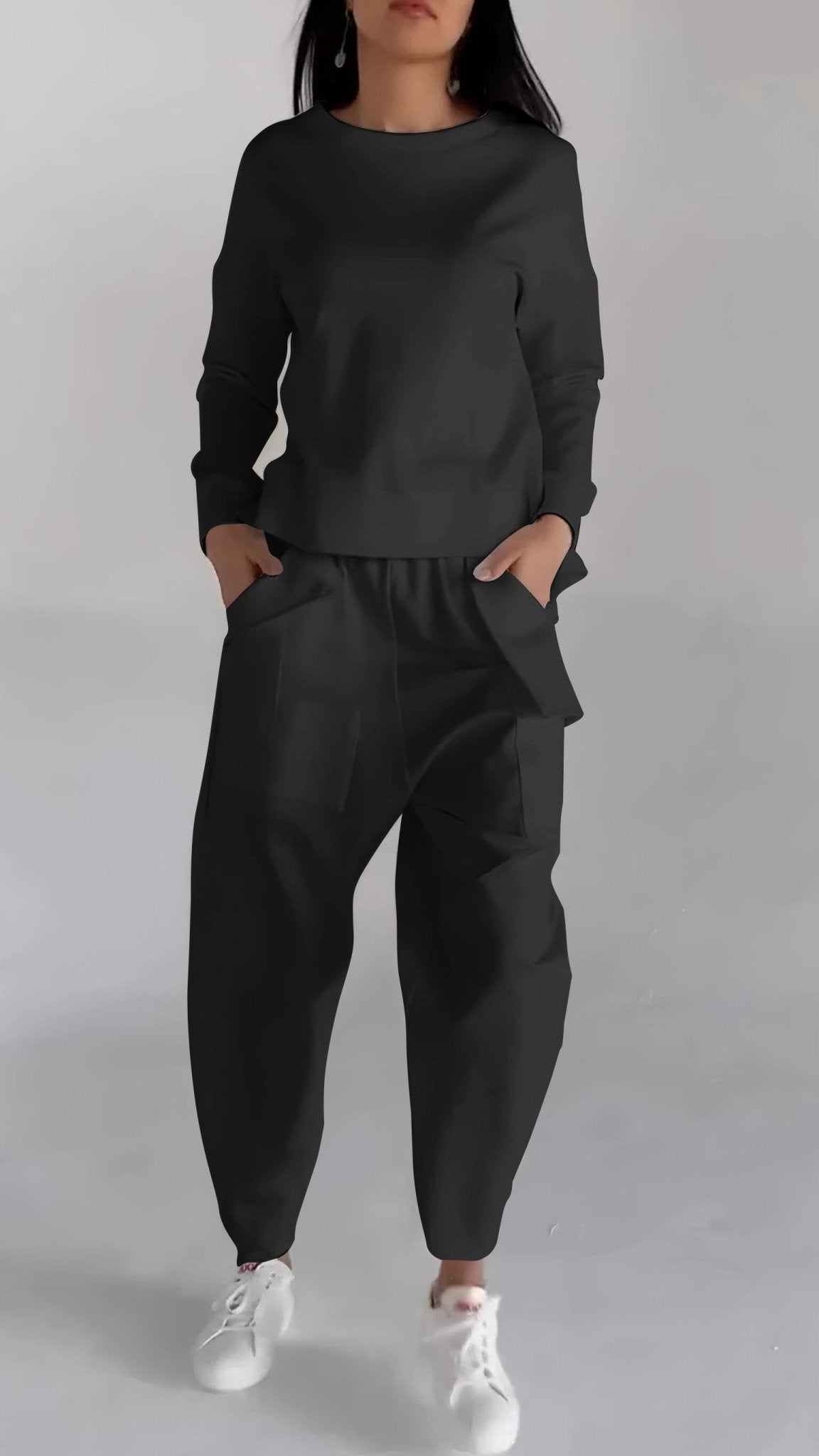 Relaxed Fit Utility Lounge Set | Crewneck Top & Tapered Cargo Pants