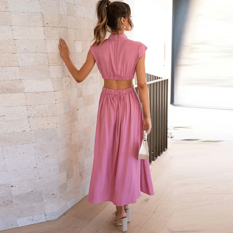High Neck Cut-Out Midi Dress | Sleek Summer Occasionwear