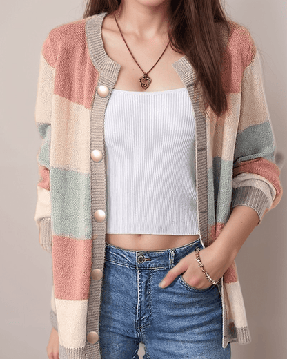 Striped Button Cardigan | Multicolour | Casual Wear | Relaxed fit