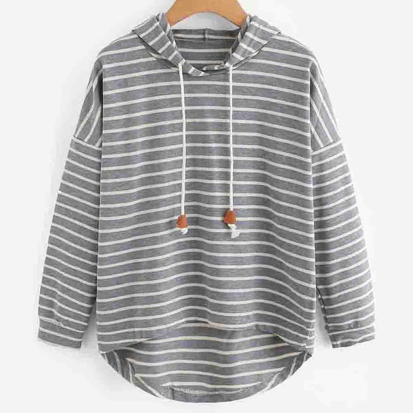 Striped Hoodie Pullover | Drawstring Neck | Casual Lightweight Layer