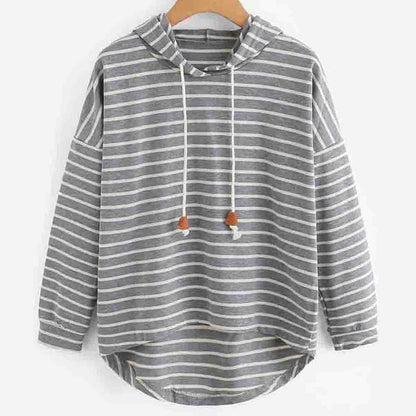 Striped Hoodie Pullover | Drawstring Neck | Casual Lightweight Layer