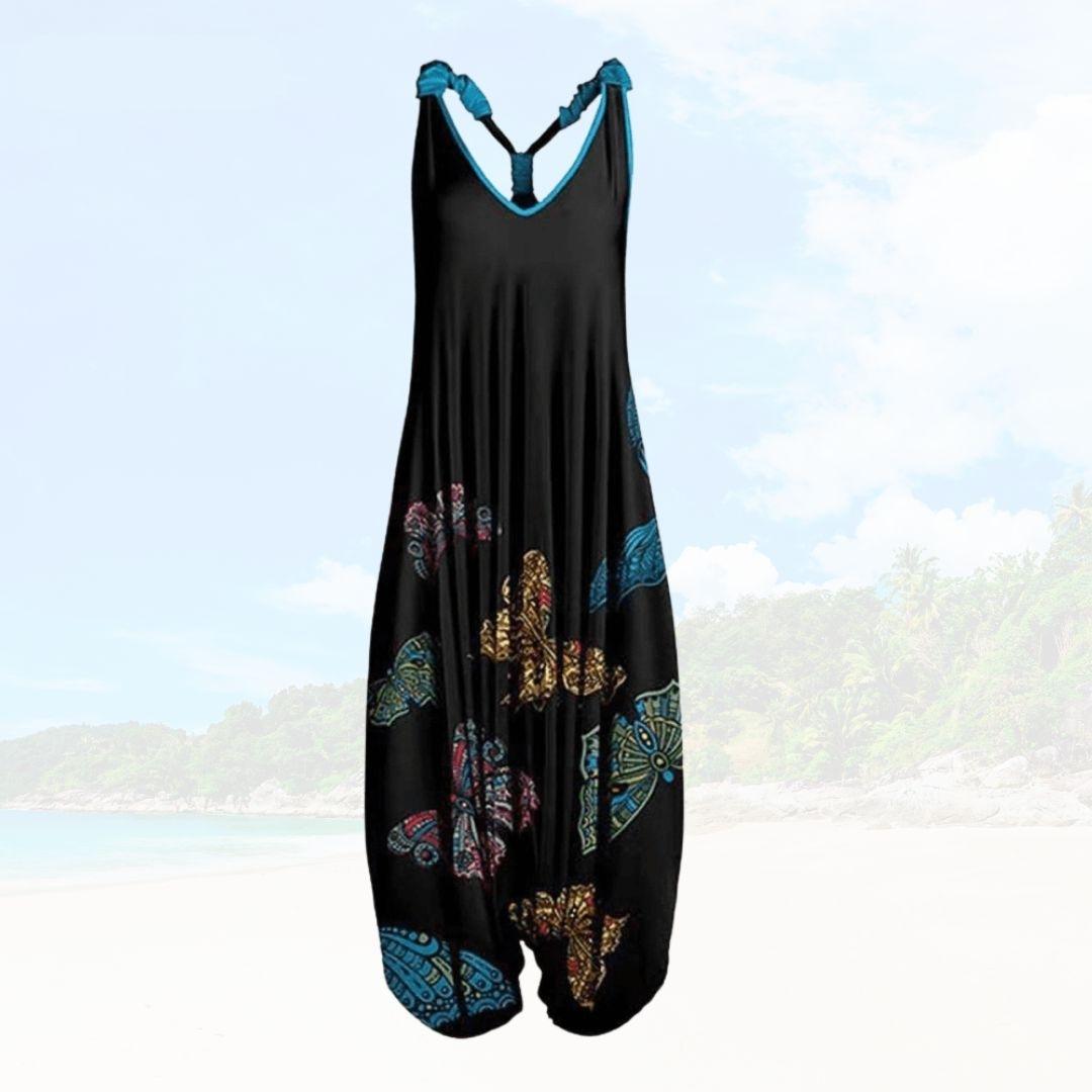 Boho Harem Jumpsuit | Sleeveless V-Neck | Relaxed Fit with Bold Prints
