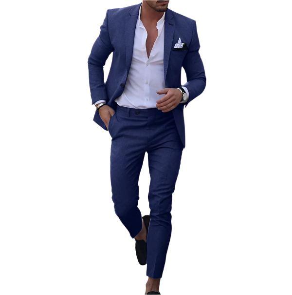 Modern Slim Fit Suit Set | 2-Piece Stretch Formalwear | Lightweight Blazer & Trousers