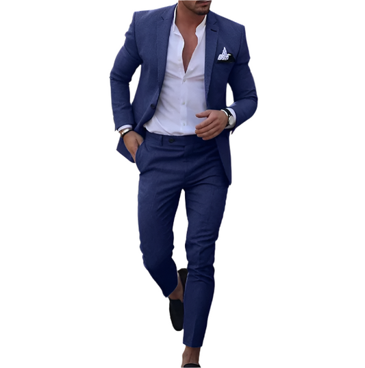 Modern Slim Fit Suit Set | 2-Piece Stretch Formalwear | Lightweight Blazer & Trousers