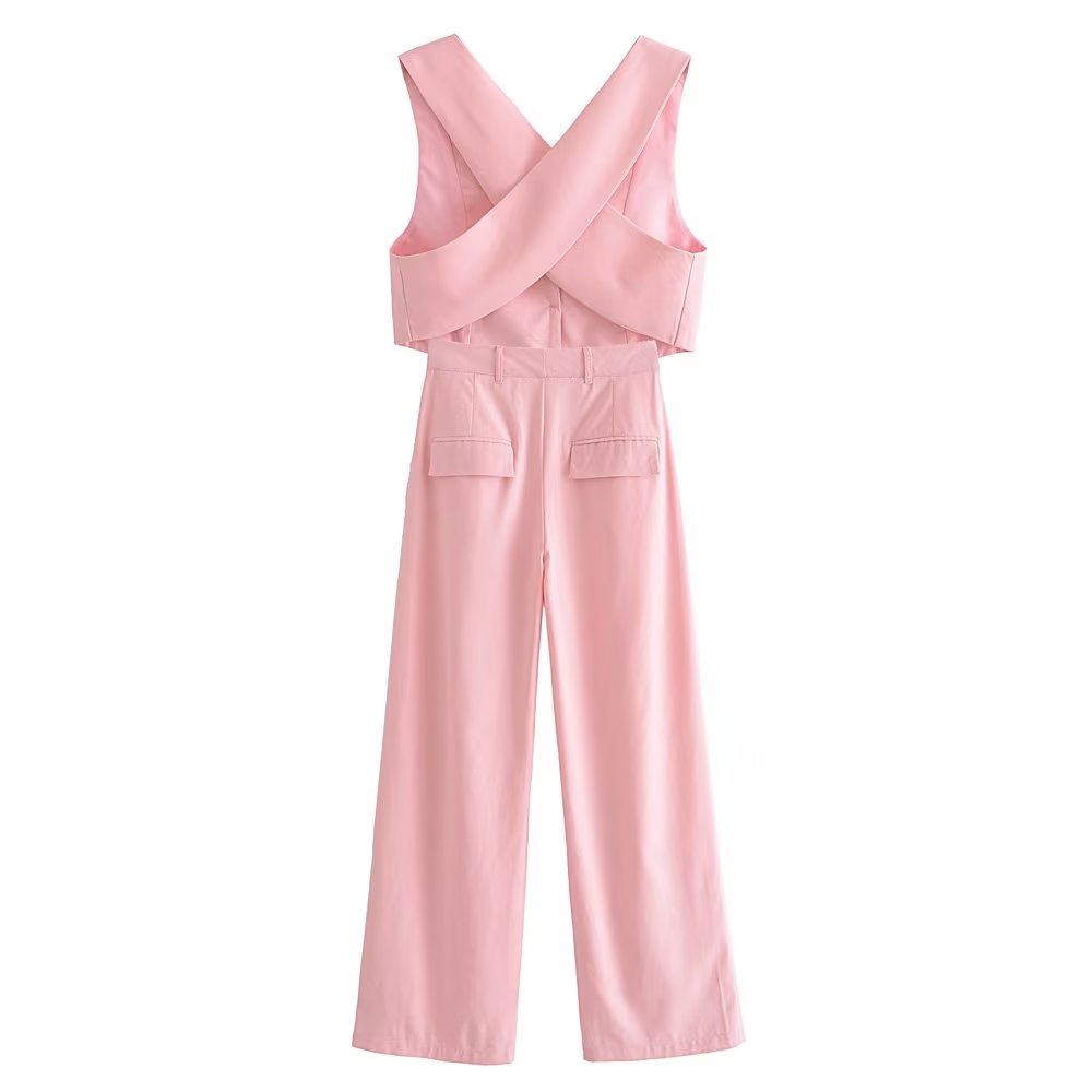 Blush Riviera Vest and Trousers Set | Tailored Fit | Wide-Leg Design