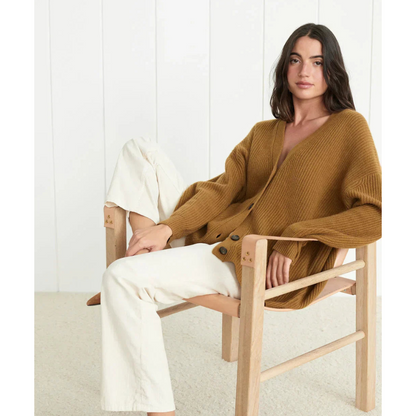 Ribbed Knit Button Cardigan | Relaxed Fit with Drop Shoulders | Soft Casual Layer
