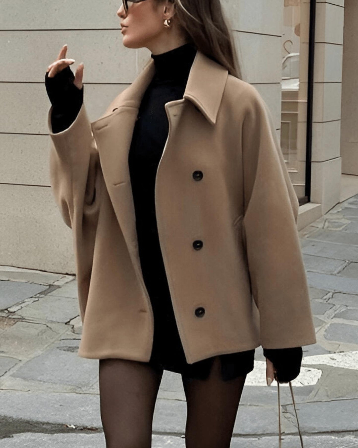 Oversized Wool-Blend Cape Coat | Elegant & Chic | Minimalist Style | Sophisticated Layering