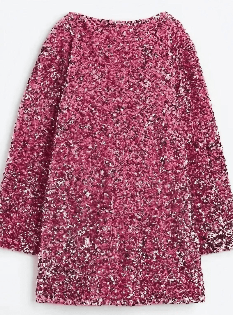 Sequin Long-Sleeve Mini Dress | Sparkling Party Look | Elegant Glam