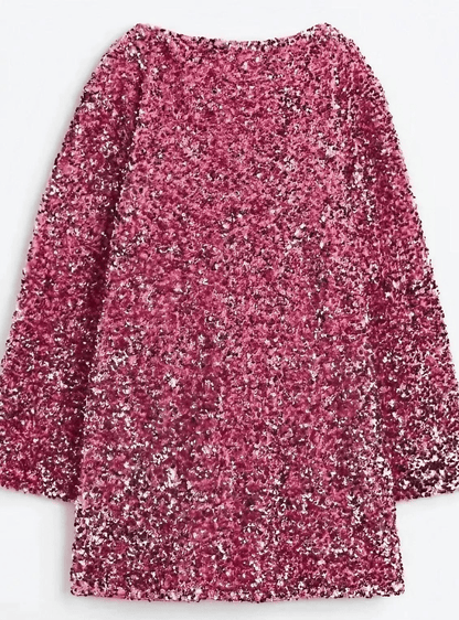 Sequin Long-Sleeve Mini Dress | Sparkling Party Look | Elegant Glam