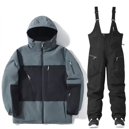 Men's Waterproof Ski Jacket & Bib Pants Set | Snowboarding Outerwear | Windproof & Insulated